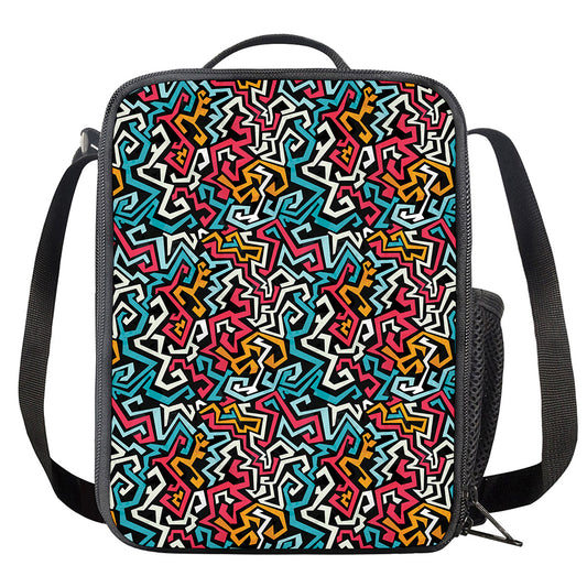 Abstract Funky Pattern Print Crossbody Lunch Bag