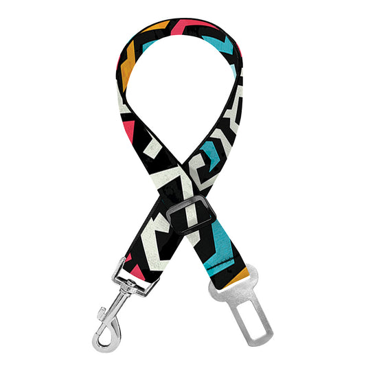 Abstract Funky Pattern Print Dog Seat Belt