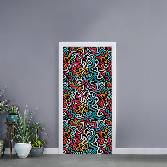 Abstract Funky Pattern Print Door Sticker