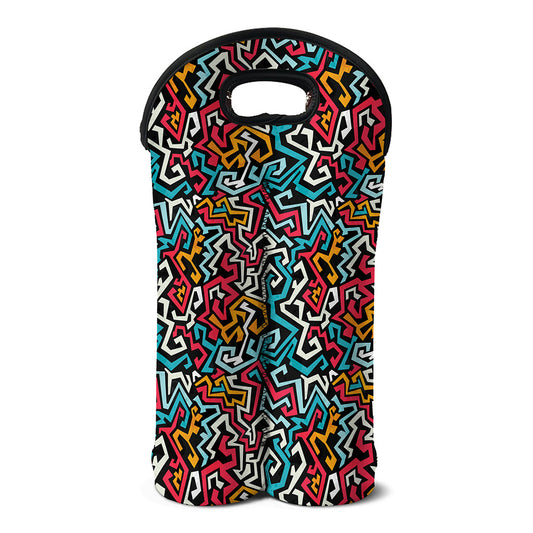 Abstract Funky Pattern Print Double Neoprene Wine Tote