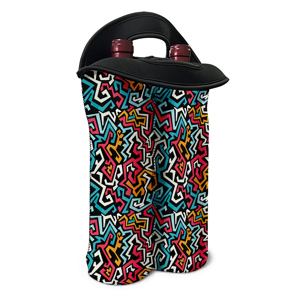 Abstract Funky Pattern Print Double Neoprene Wine Tote