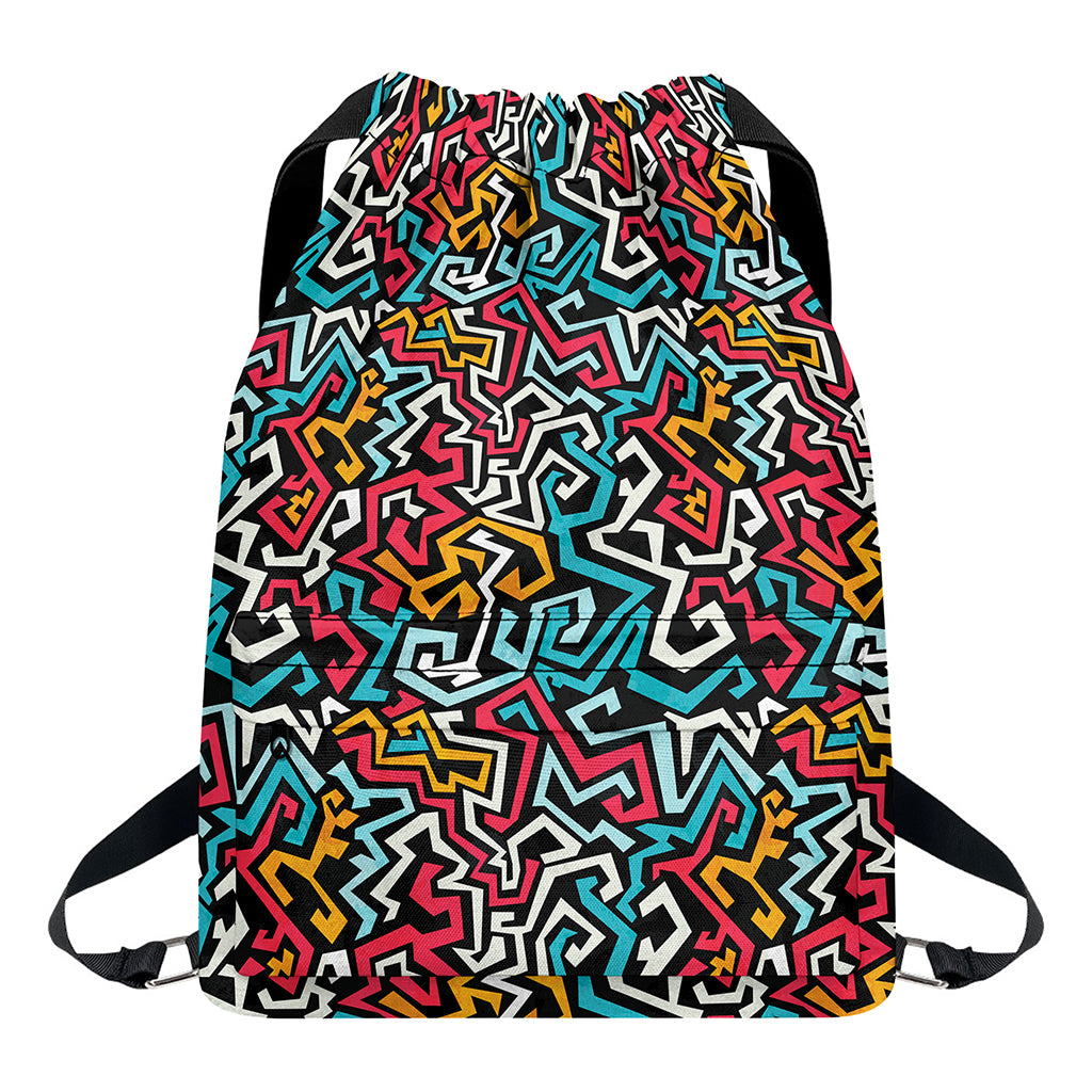 Abstract Funky Pattern Print Drawstring Backpack