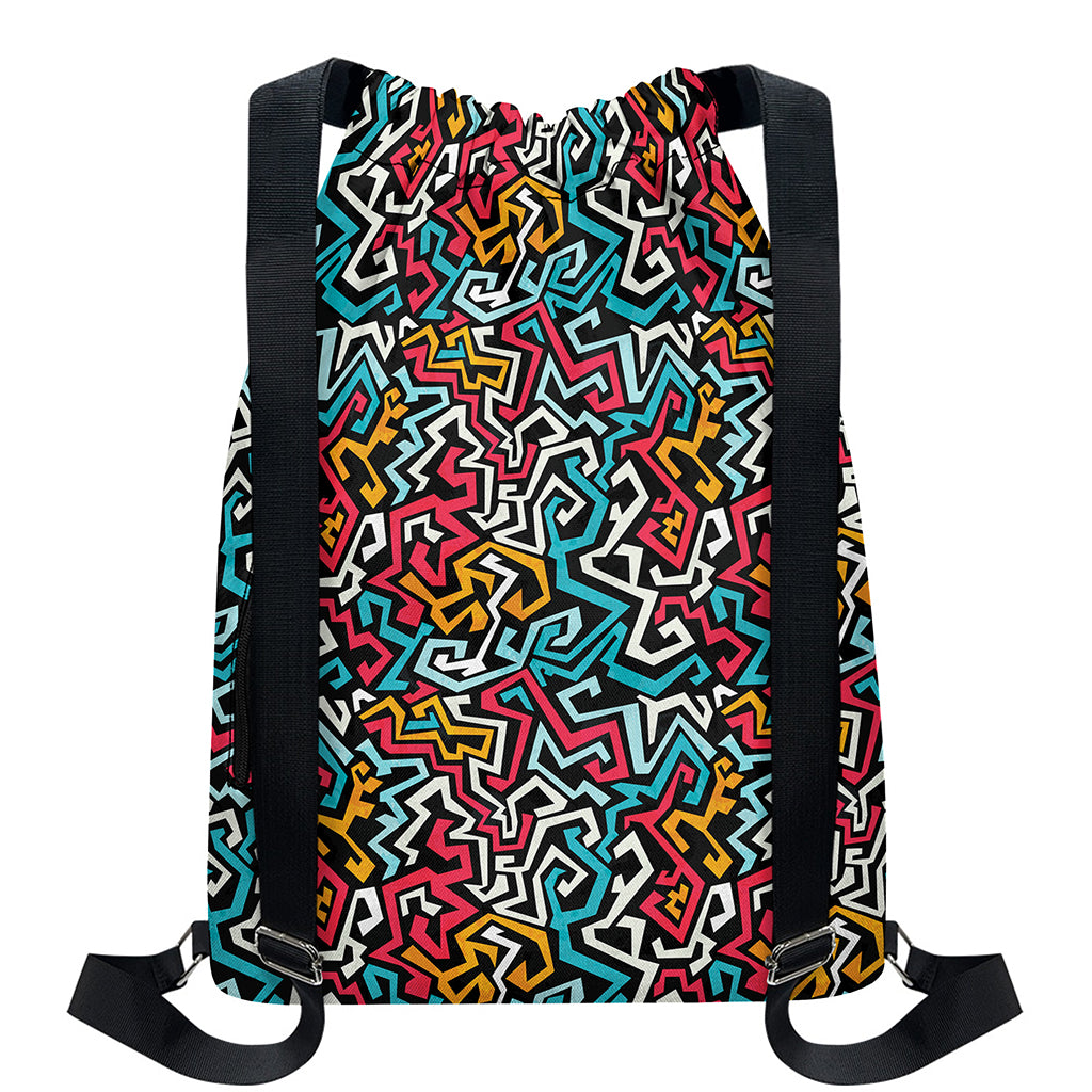 Abstract Funky Pattern Print Drawstring Backpack