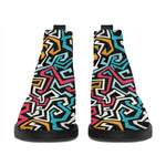 Abstract Funky Pattern Print Flat Ankle Boots