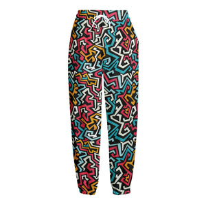 Abstract Funky Pattern Print Fleece Lined Knit Pants