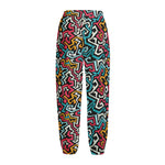 Abstract Funky Pattern Print Fleece Lined Knit Pants