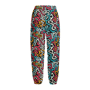 Abstract Funky Pattern Print Fleece Lined Knit Pants