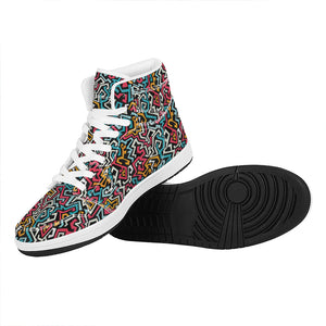 Abstract Funky Pattern Print High Top Leather Sneakers