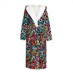 Abstract Funky Pattern Print Hooded Bathrobe