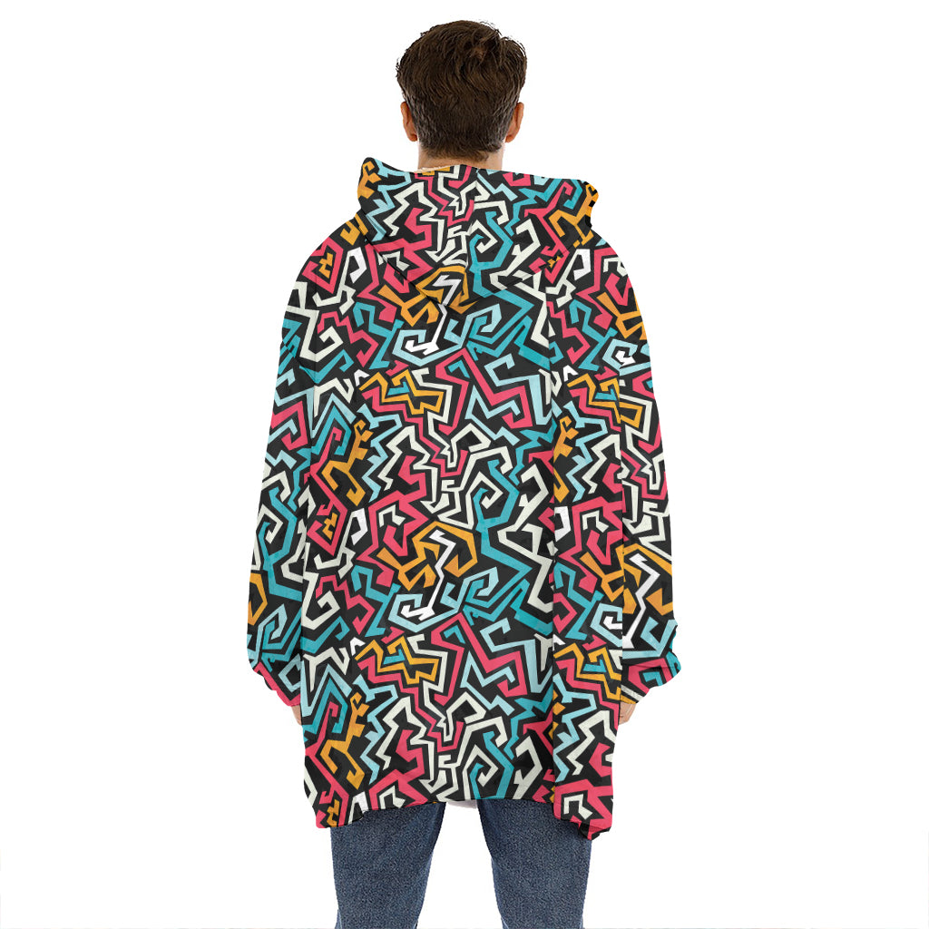 Abstract Funky Pattern Print Hoodie Blanket