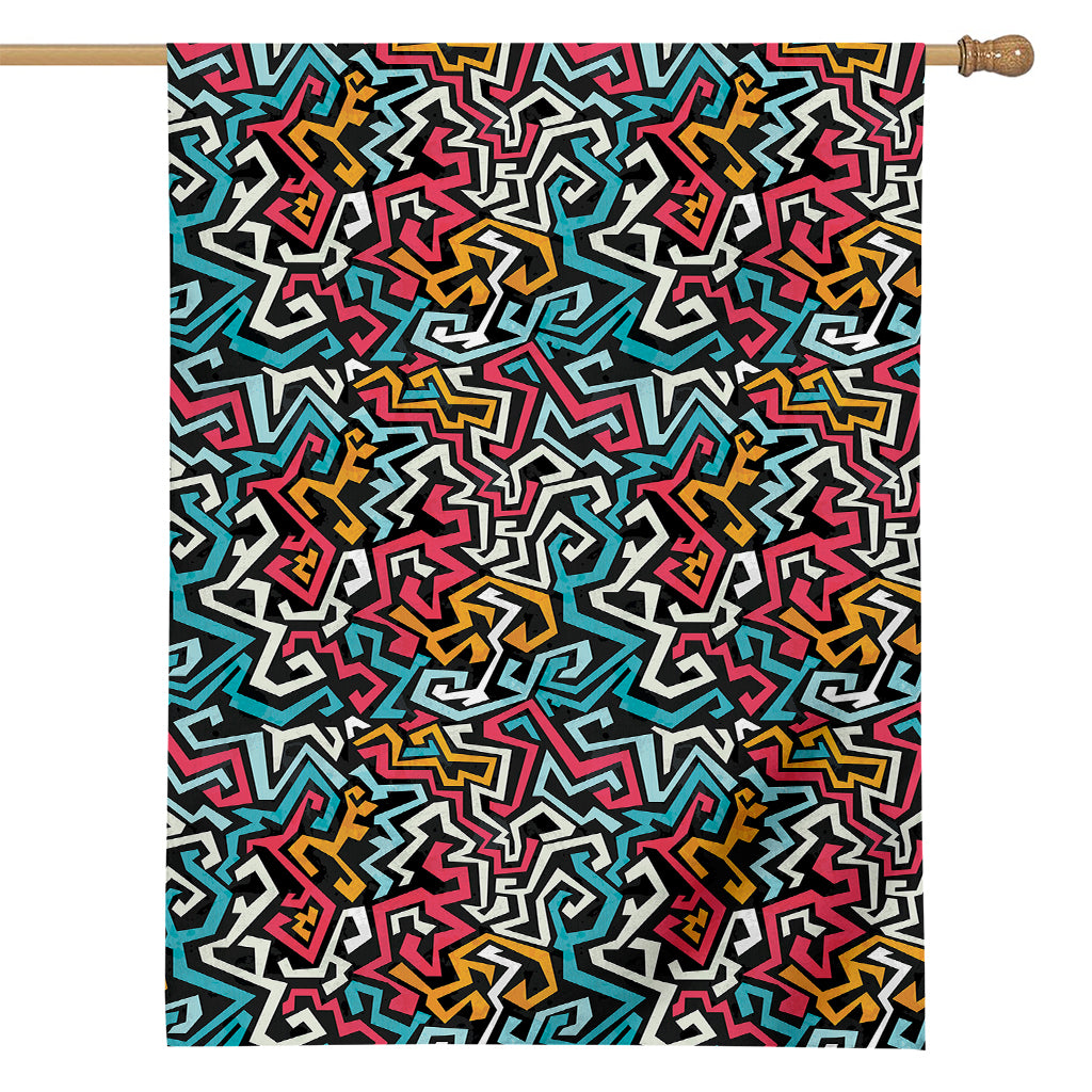 Abstract Funky Pattern Print House Flag