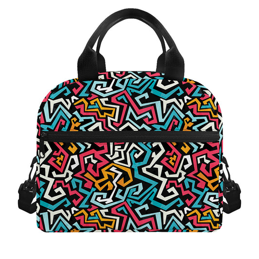 Abstract Funky Pattern Print Insulated Lunch Bag