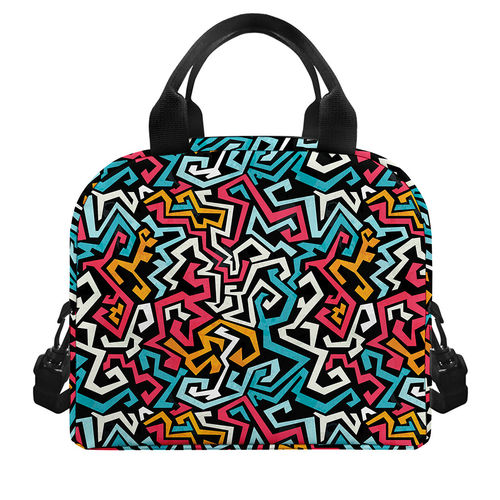 Abstract Funky Pattern Print Insulated Lunch Bag