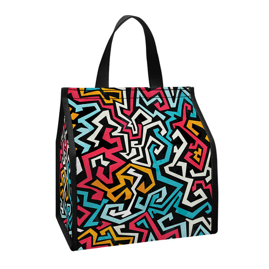 Abstract Funky Pattern Print Insulated Lunch Tote