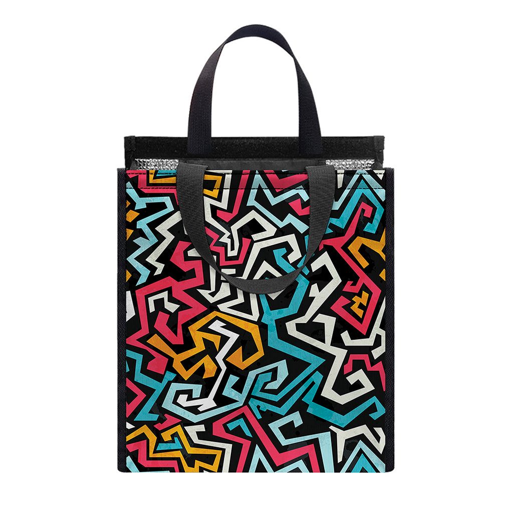 Abstract Funky Pattern Print Insulated Lunch Tote