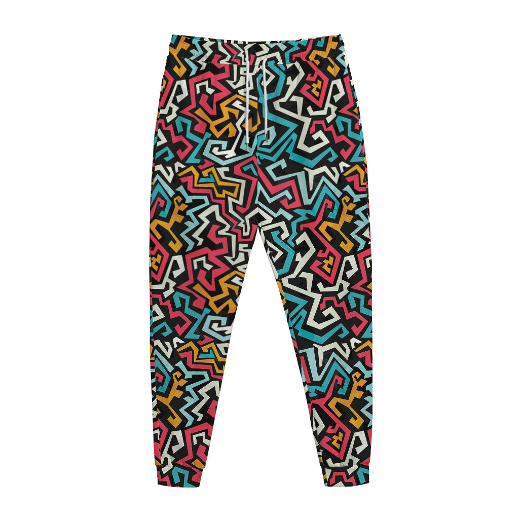 Abstract Funky Pattern Print Jogger Pants