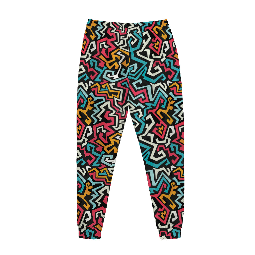 Abstract Funky Pattern Print Jogger Pants