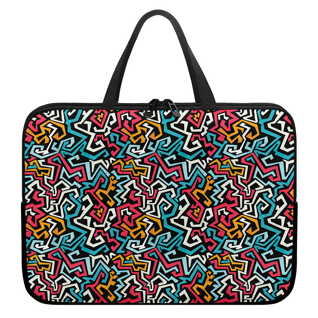 Abstract Funky Pattern Print Laptop Sleeve With Handle