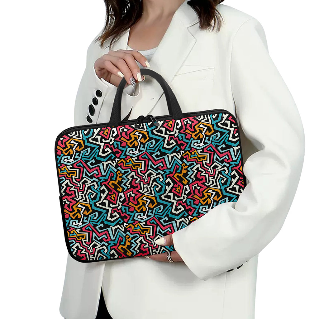 Abstract Funky Pattern Print Laptop Sleeve With Handle