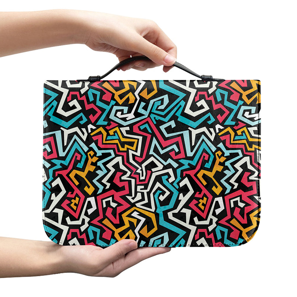 Abstract Funky Pattern Print Leather Bible Cover