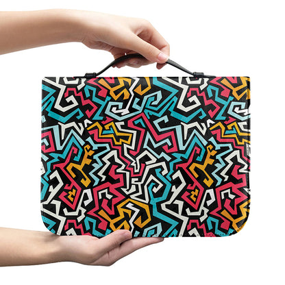 Abstract Funky Pattern Print Leather Bible Cover