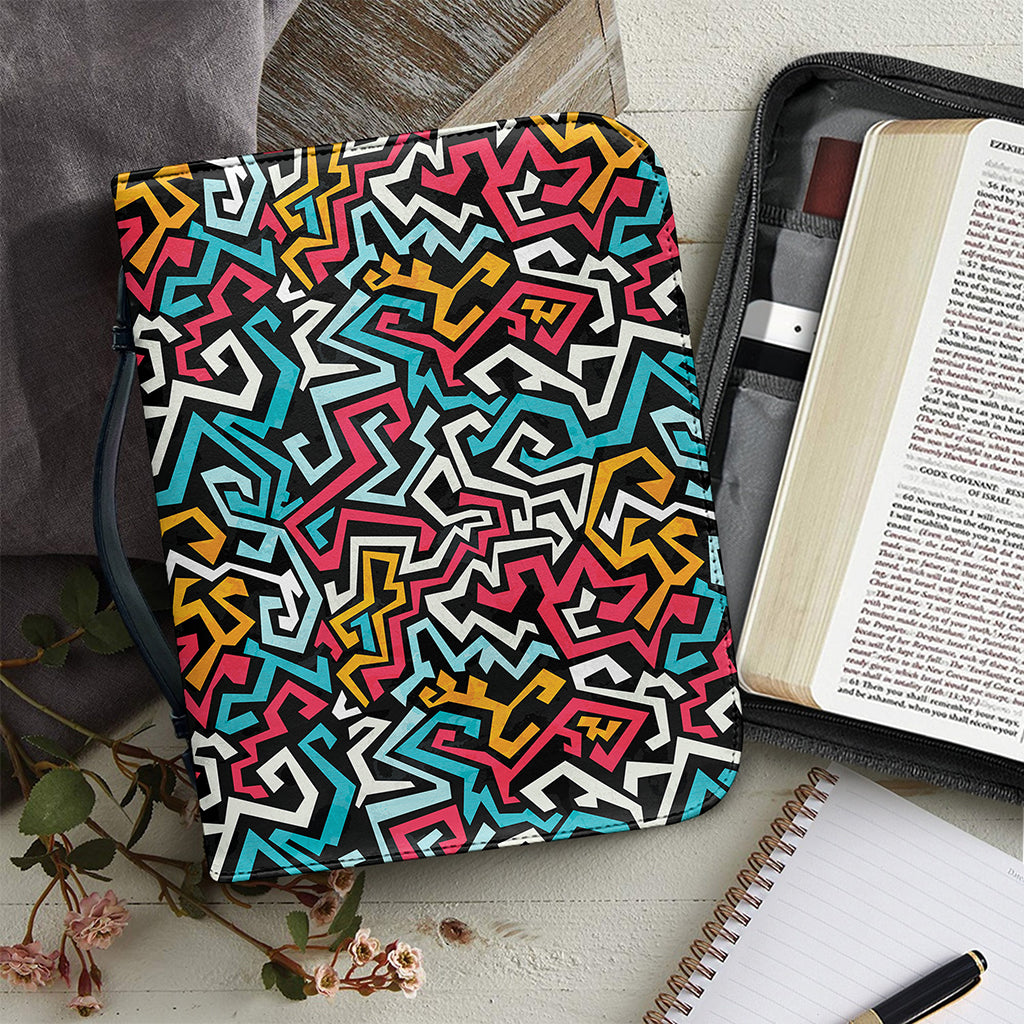 Abstract Funky Pattern Print Leather Bible Cover