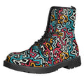 Abstract Funky Pattern Print Lace-Up Boots