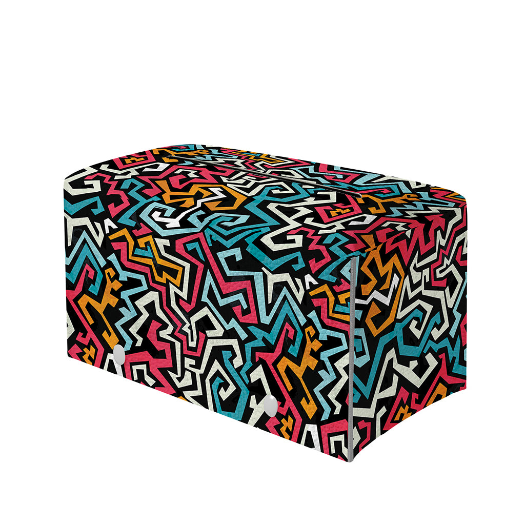 Abstract Funky Pattern Print Leather Tissue Box Cover