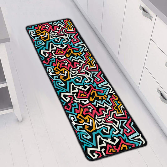Abstract Funky Pattern Print Long Kitchen Mat