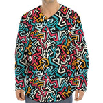 Abstract Funky Pattern Print Long Sleeve Baseball Jersey