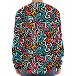 Abstract Funky Pattern Print Long Sleeve Baseball Jersey