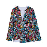 Abstract Funky Pattern Print Long Sleeve Short Coat