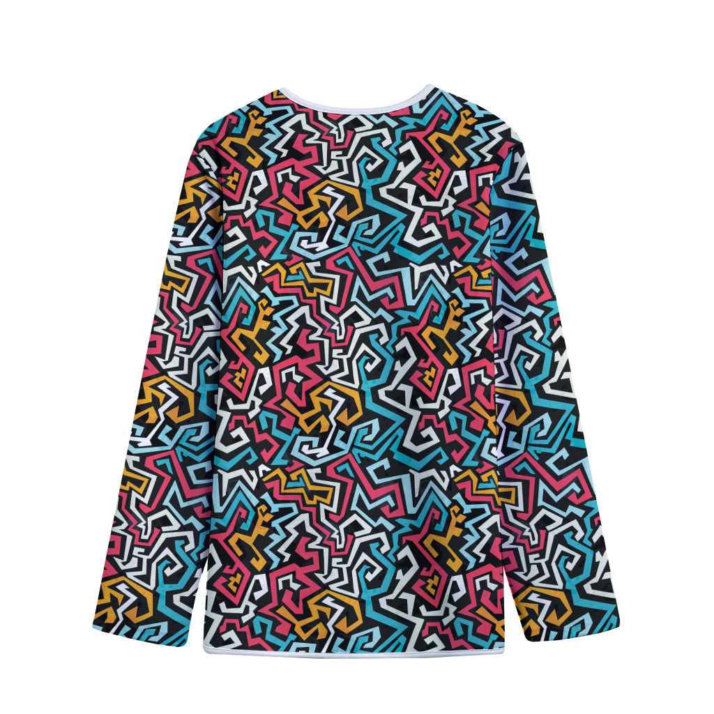 Abstract Funky Pattern Print Long Sleeve Short Coat