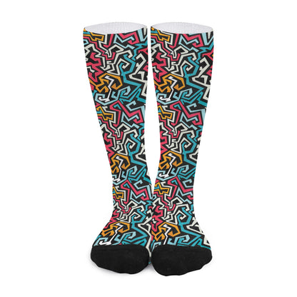 Abstract Funky Pattern Print Long Socks