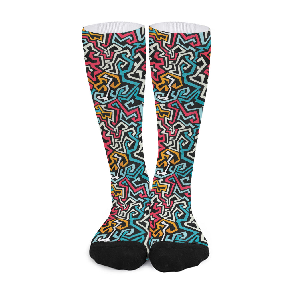 Abstract Funky Pattern Print Long Socks