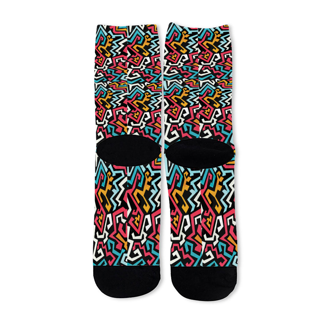 Abstract Funky Pattern Print Long Socks