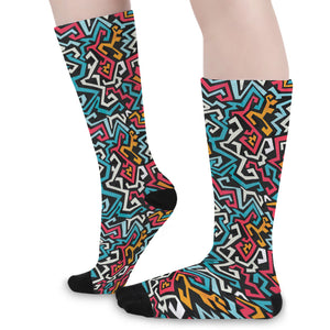 Abstract Funky Pattern Print Long Socks