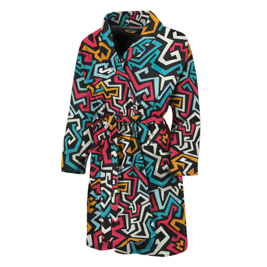 Abstract Funky Pattern Print Men's Bathrobe