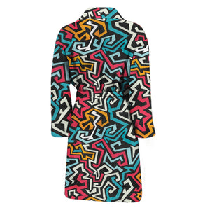 Abstract Funky Pattern Print Men's Bathrobe