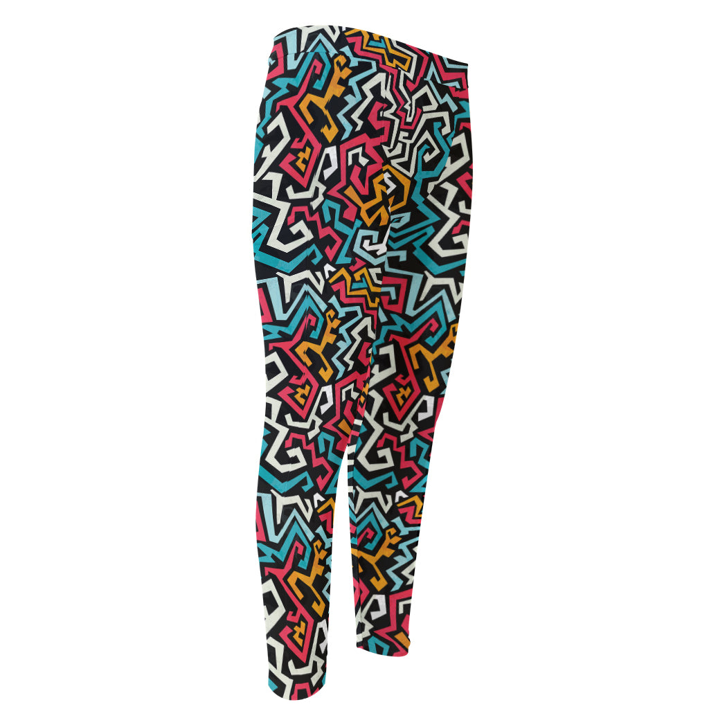 Abstract Funky Pattern Print Men's Compression Pants