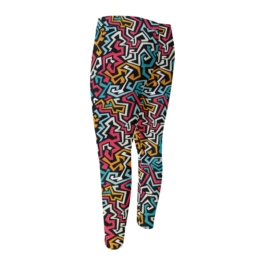 Abstract Funky Pattern Print Men's Compression Pants