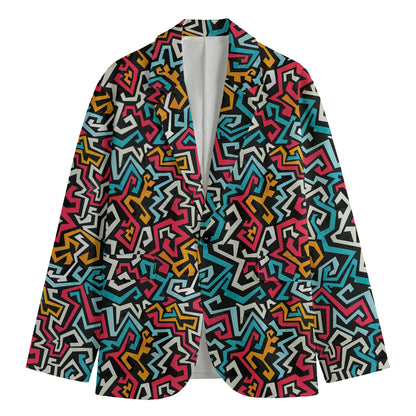 Abstract Funky Pattern Print Men's Cotton Blazer