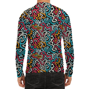 Abstract Funky Pattern Print Men's Long Sleeve Rash Guard