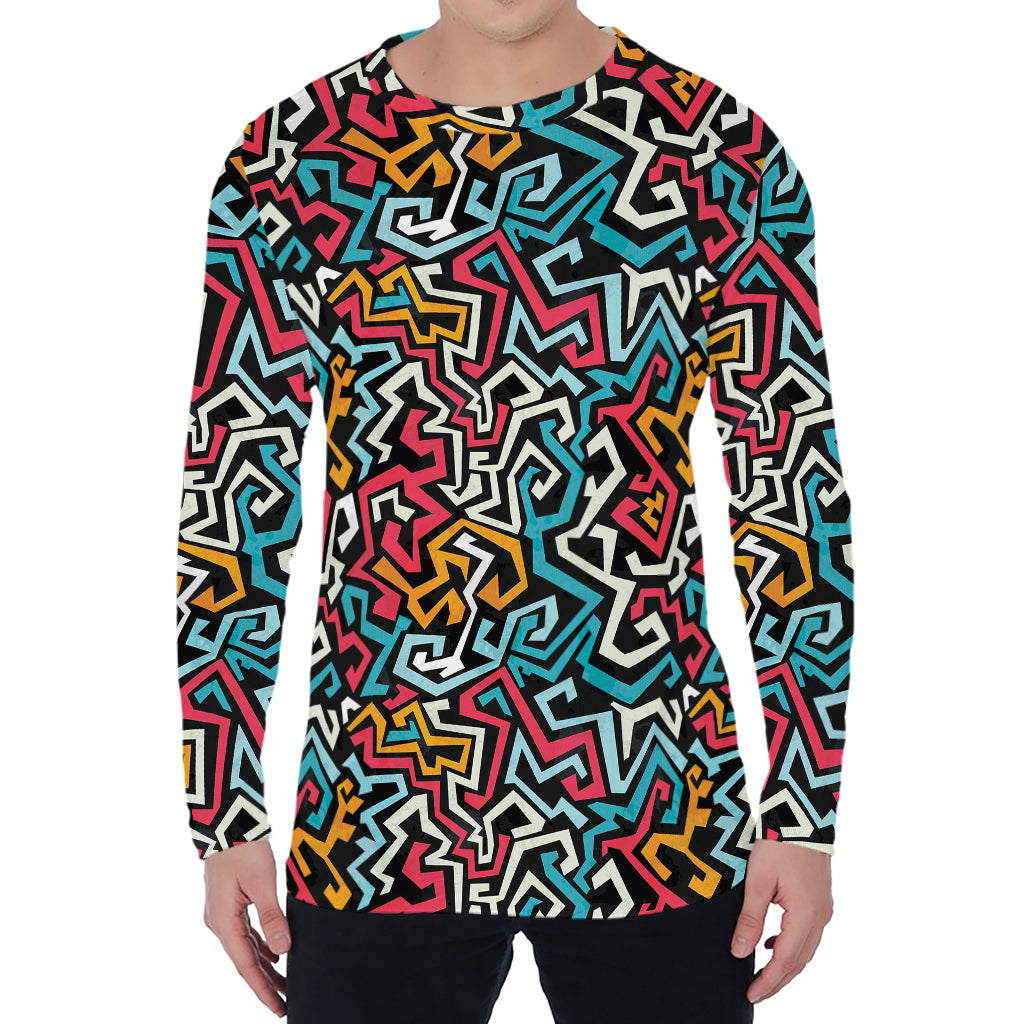 Abstract Funky Pattern Print Men's Long Sleeve T-Shirt