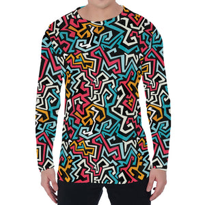 Abstract Funky Pattern Print Men's Long Sleeve T-Shirt