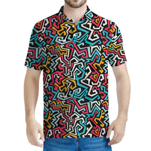 Abstract Funky Pattern Print Men's Polo Shirt