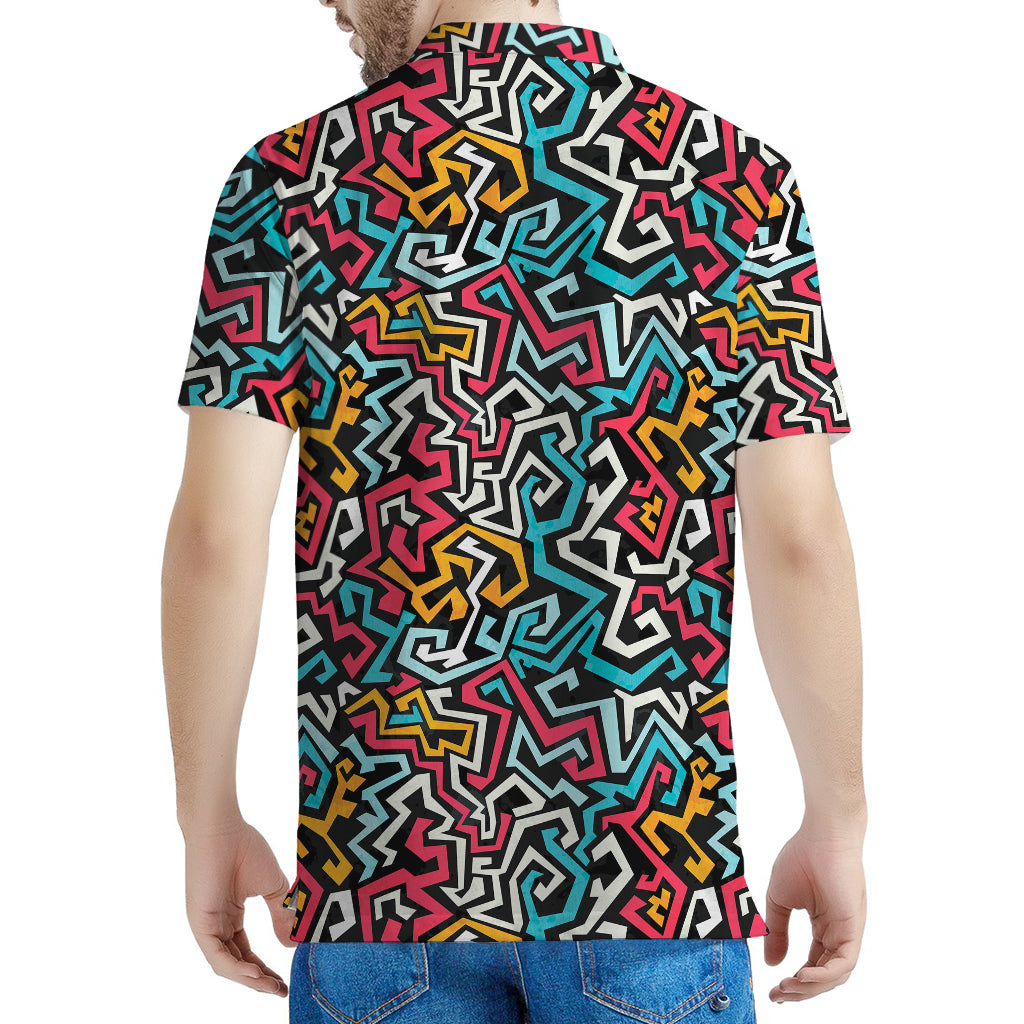 Abstract Funky Pattern Print Men's Polo Shirt