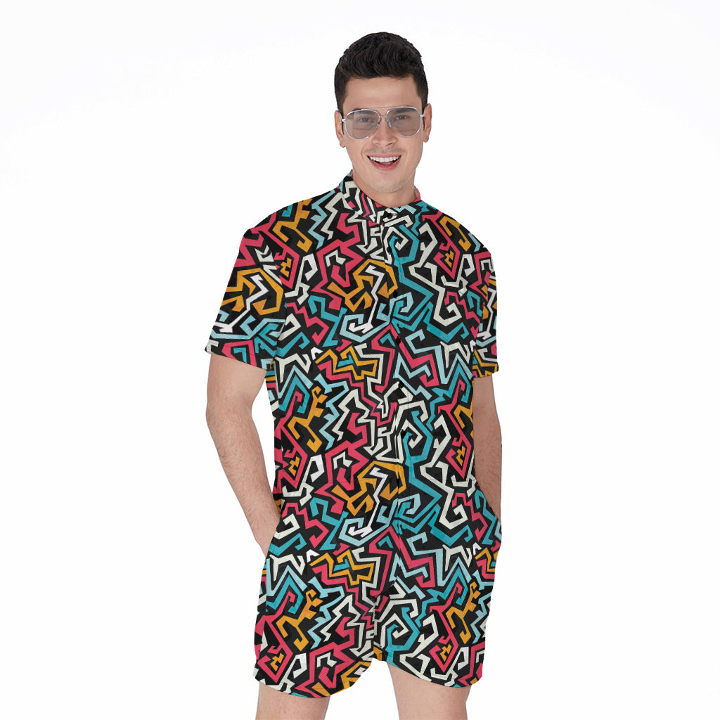 Abstract Funky Pattern Print Men's Rompers