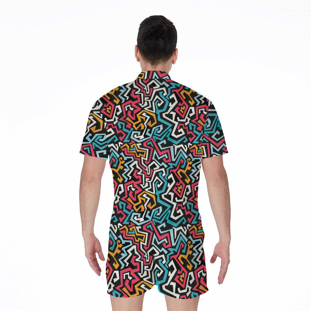 Abstract Funky Pattern Print Men's Rompers