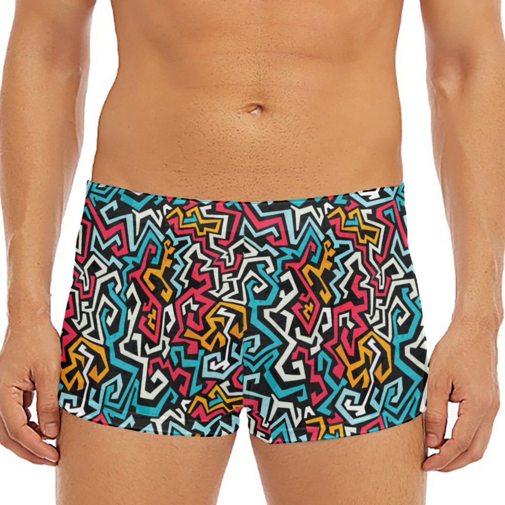 Abstract Funky Pattern Print Men's Short Boxer Briefs